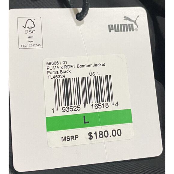 PUMA x RANDOM EVENT Bomber Jacket Men’s Sz‎ Large L Puma Black 596661-01 $180 - Picture 8 of 8